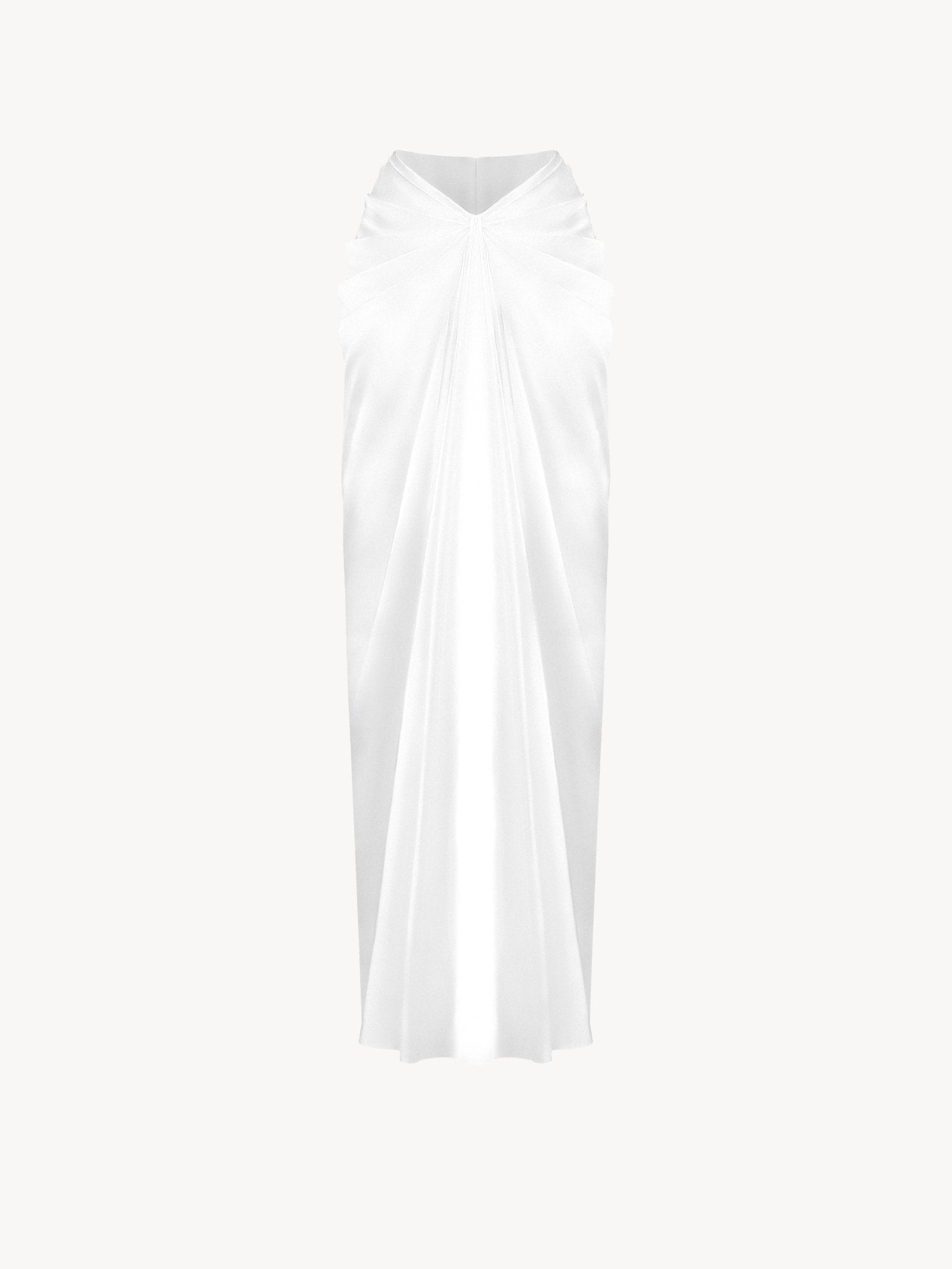 Draped Satin Skirt in White - MISHO -