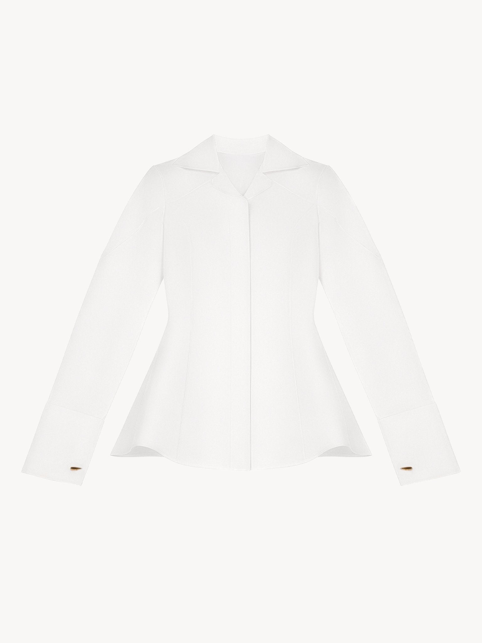 Longline Shirt with Layered Collar in White - MISHO -