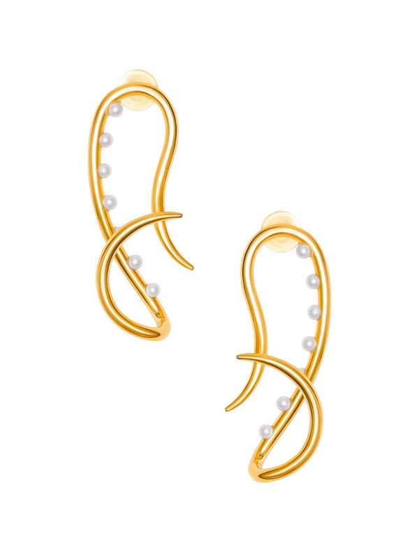Twist Link Earrings with Pearls - MISHO