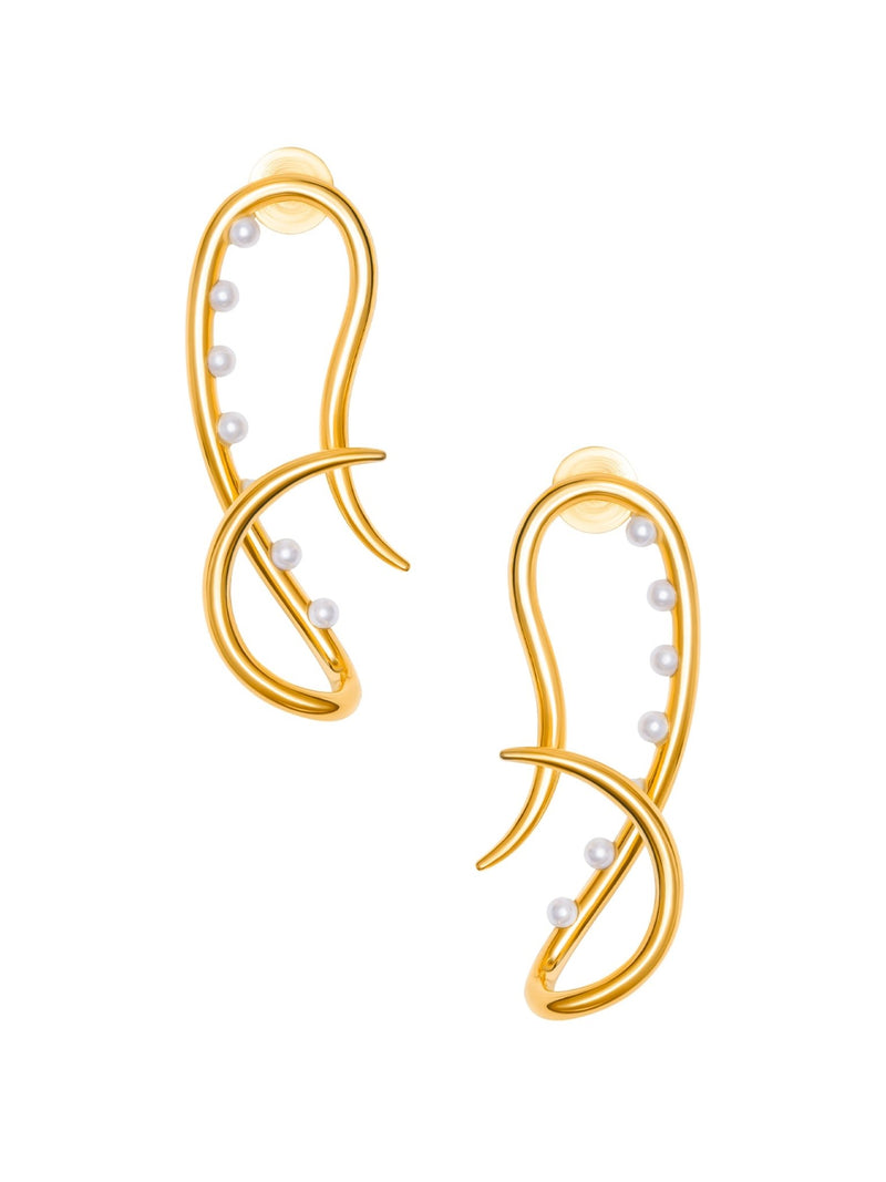 Twist Link Earrings with Pearls - MISHO