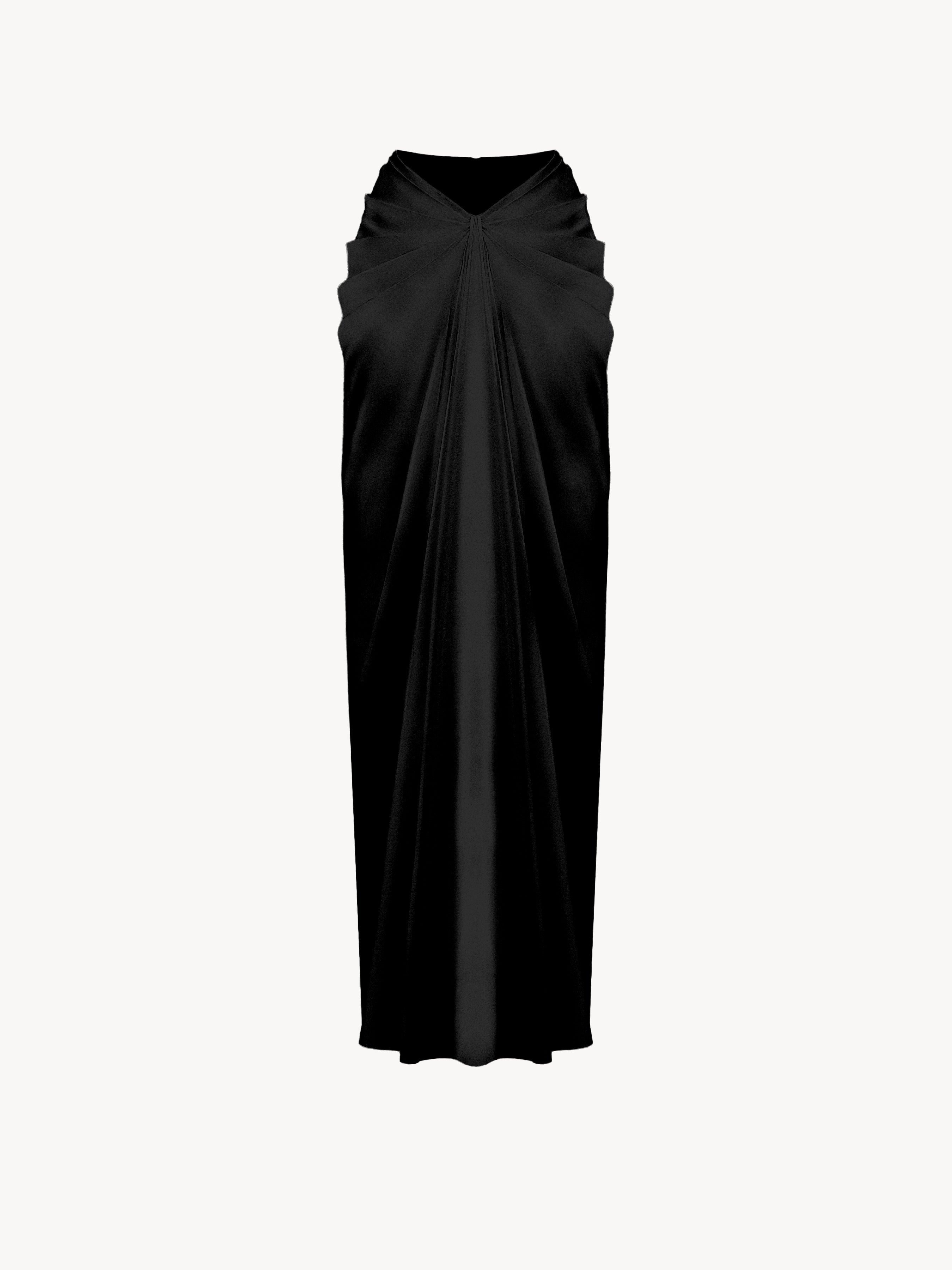 Draped Satin Skirt In Black