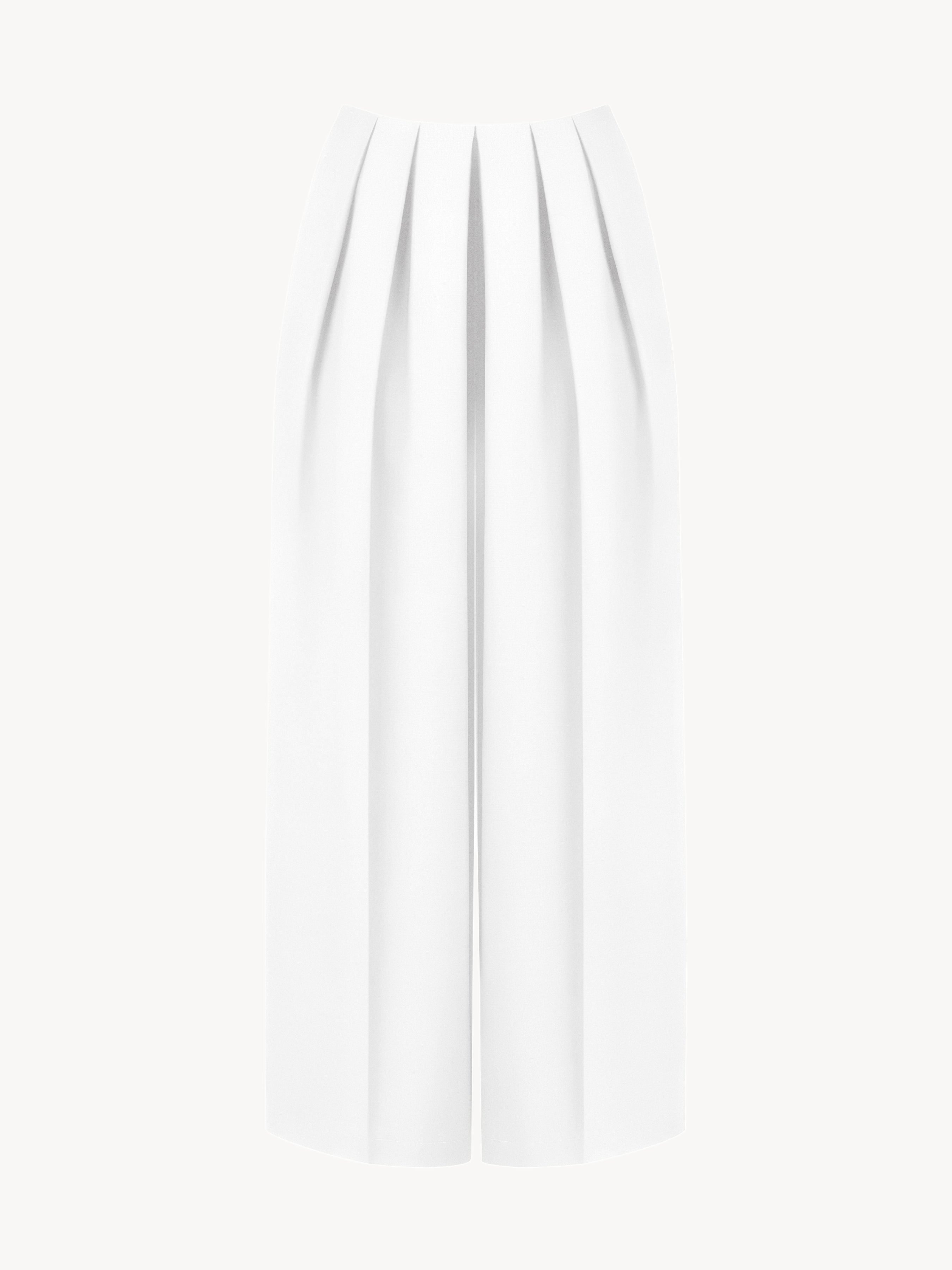 Pleated Silk Trousers In White