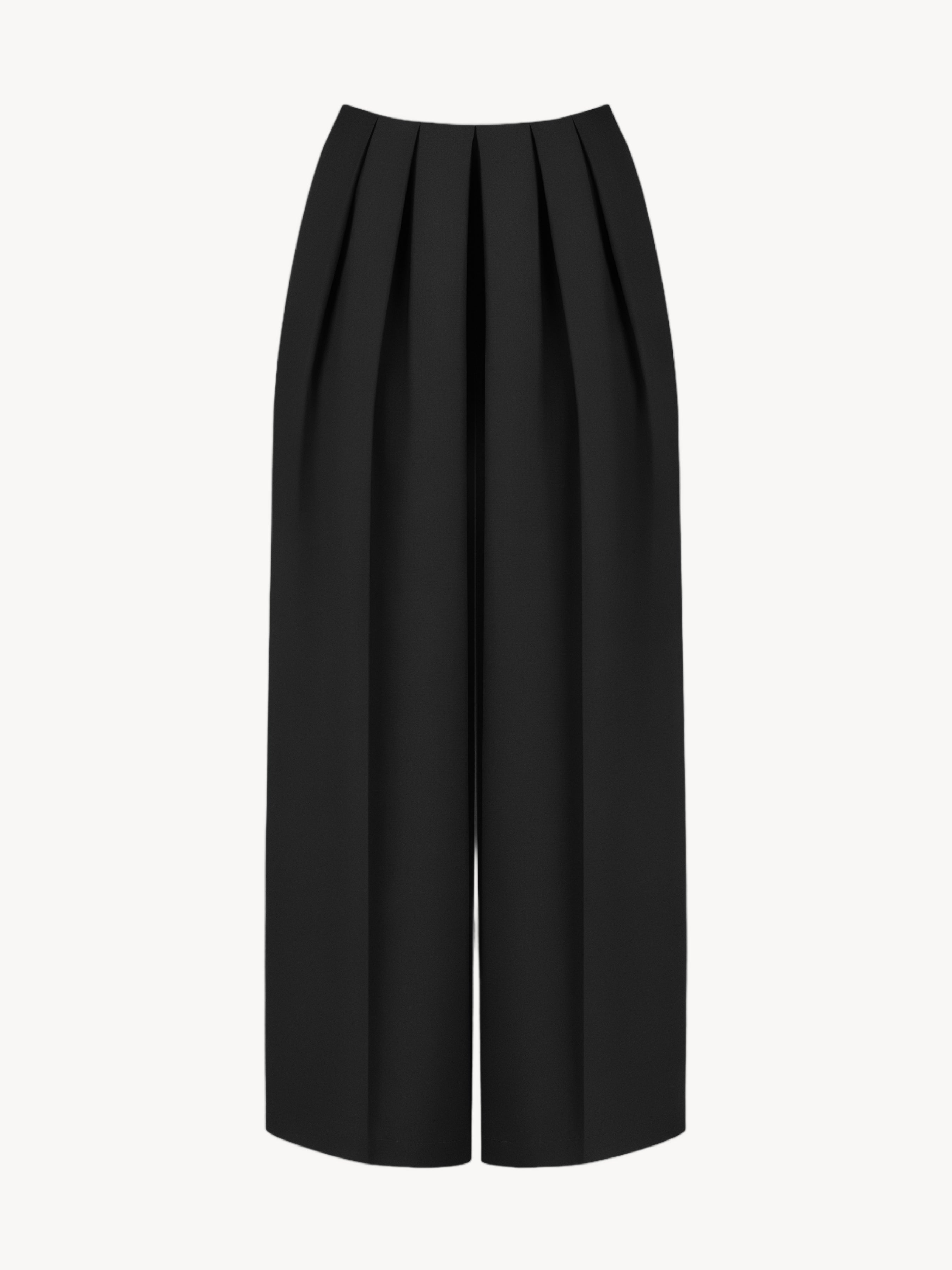 Pleated Silk Trousers In Black