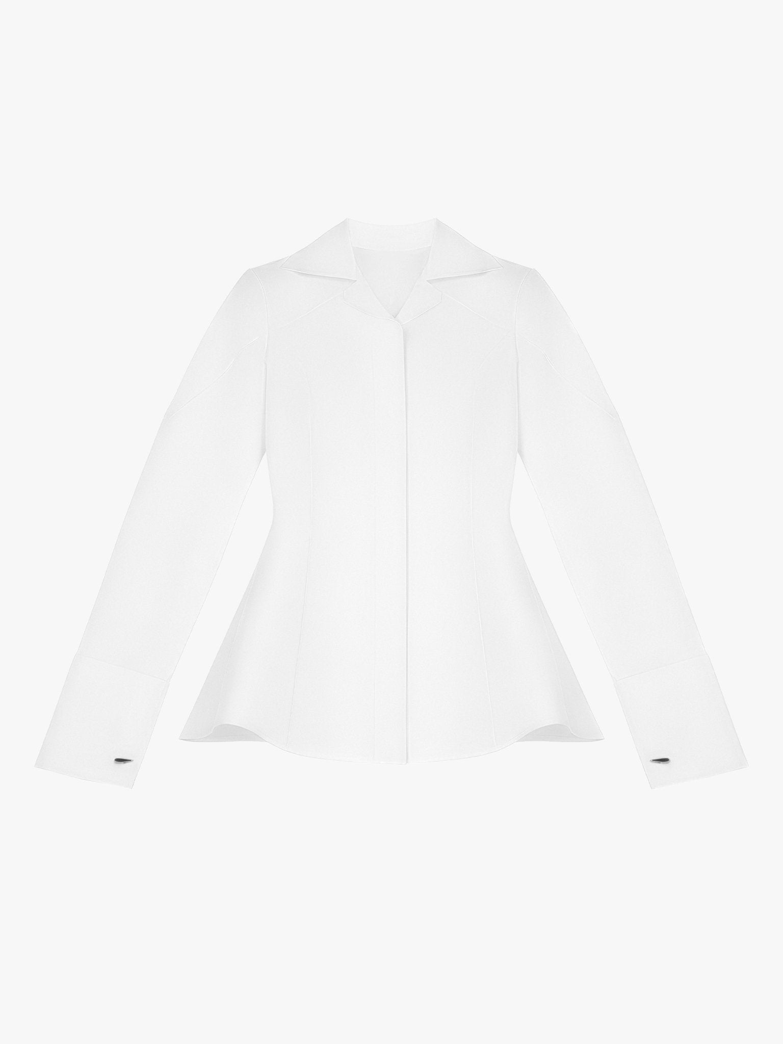 Longline Shirt with Layered Collar in White - MISHO - 