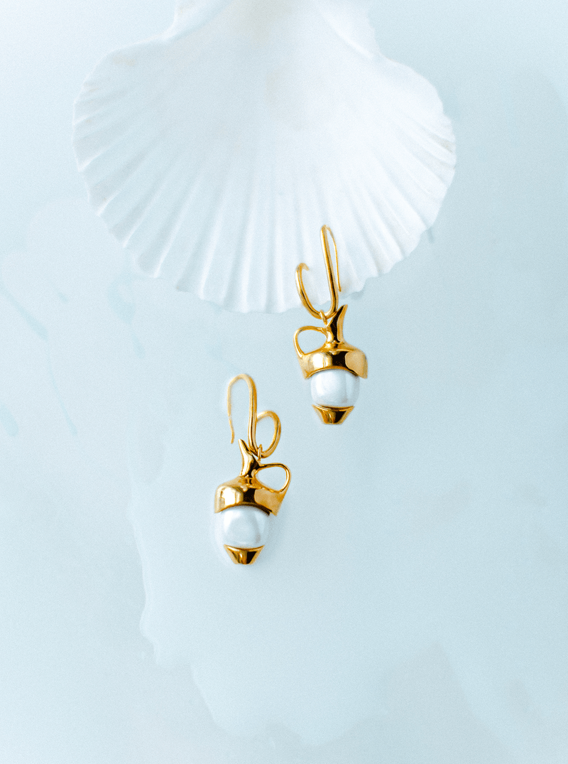 Mini Amphora Pearl Danglers - MISHO - Earrings