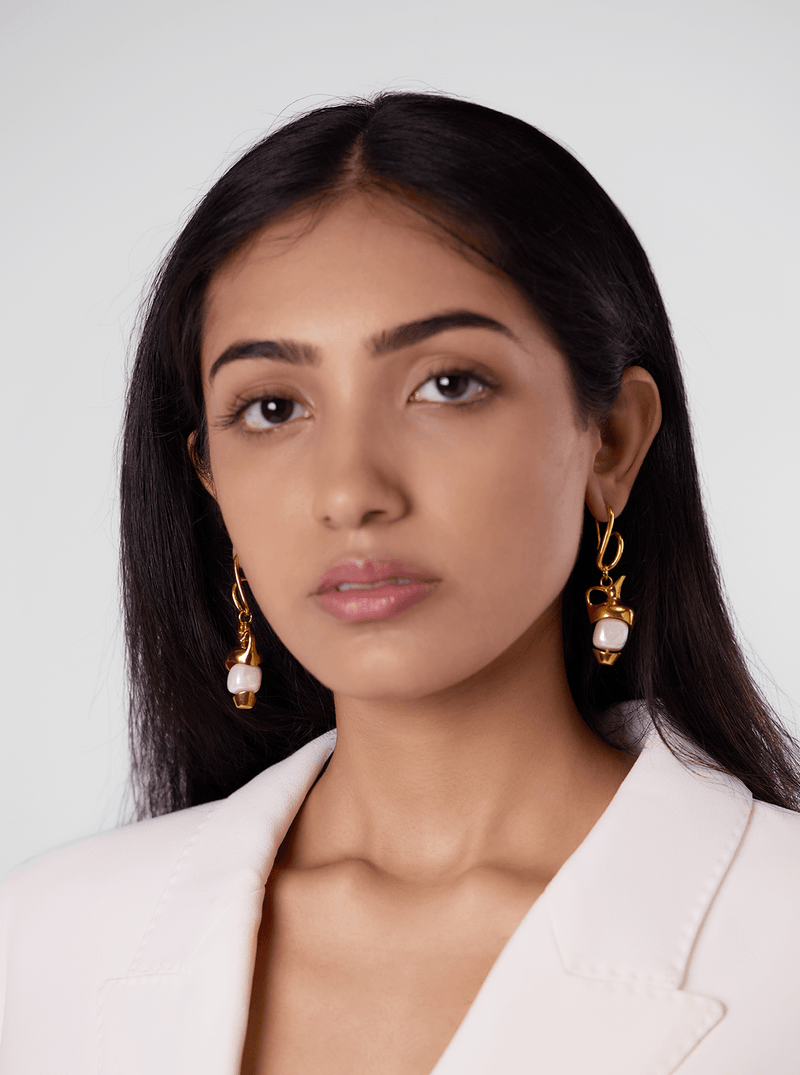 Mini Amphora Pearl Danglers - MISHO - Earrings