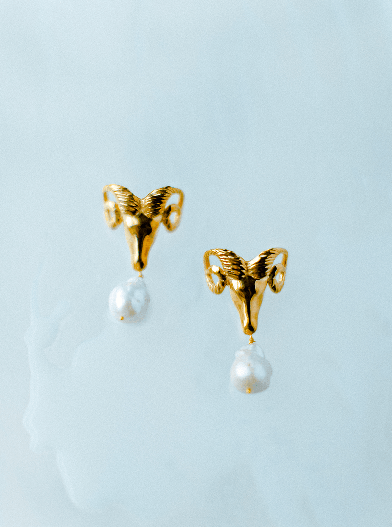 Ram Pearl Drop Earrings - MISHO - Earrings
