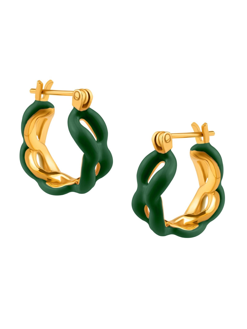 Enamel Link Huggy Hoops - MISHO - Earrings