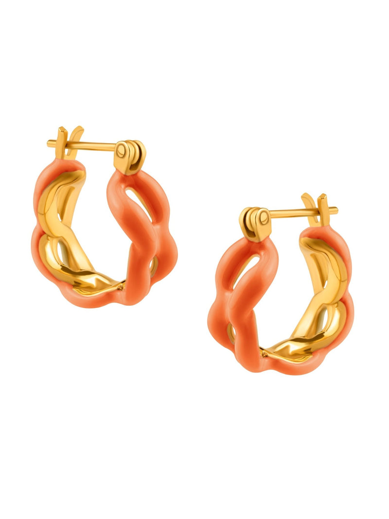 Enamel Link Huggy Hoops - MISHO - Earrings