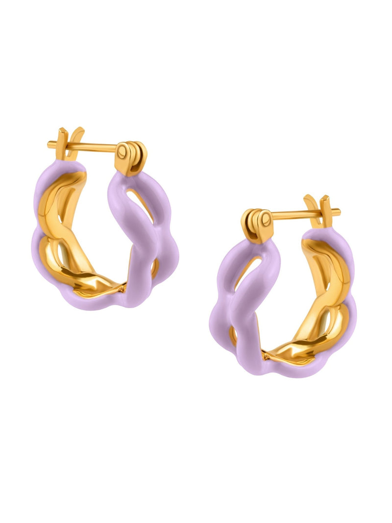 Enamel Link Huggy Hoops - MISHO - Earrings