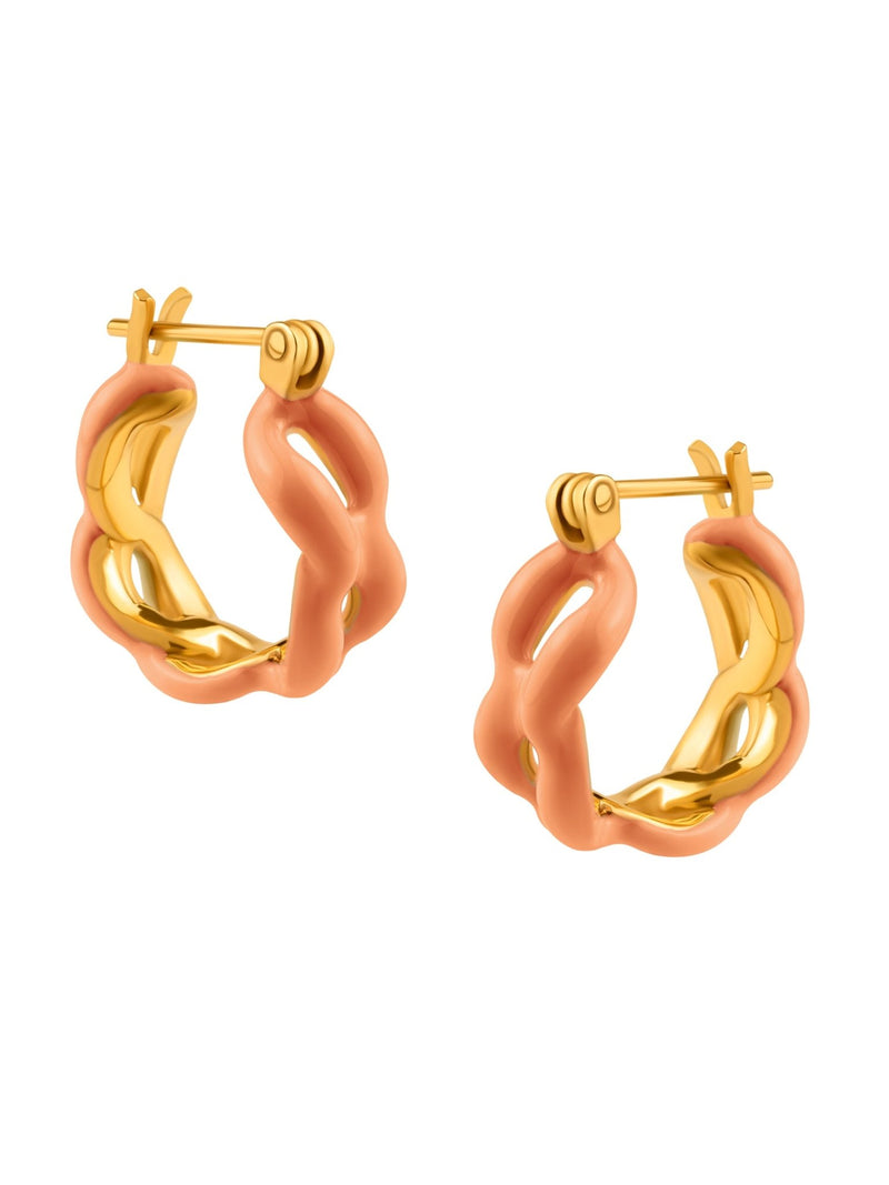 Enamel Link Huggy Hoops - MISHO - Earrings