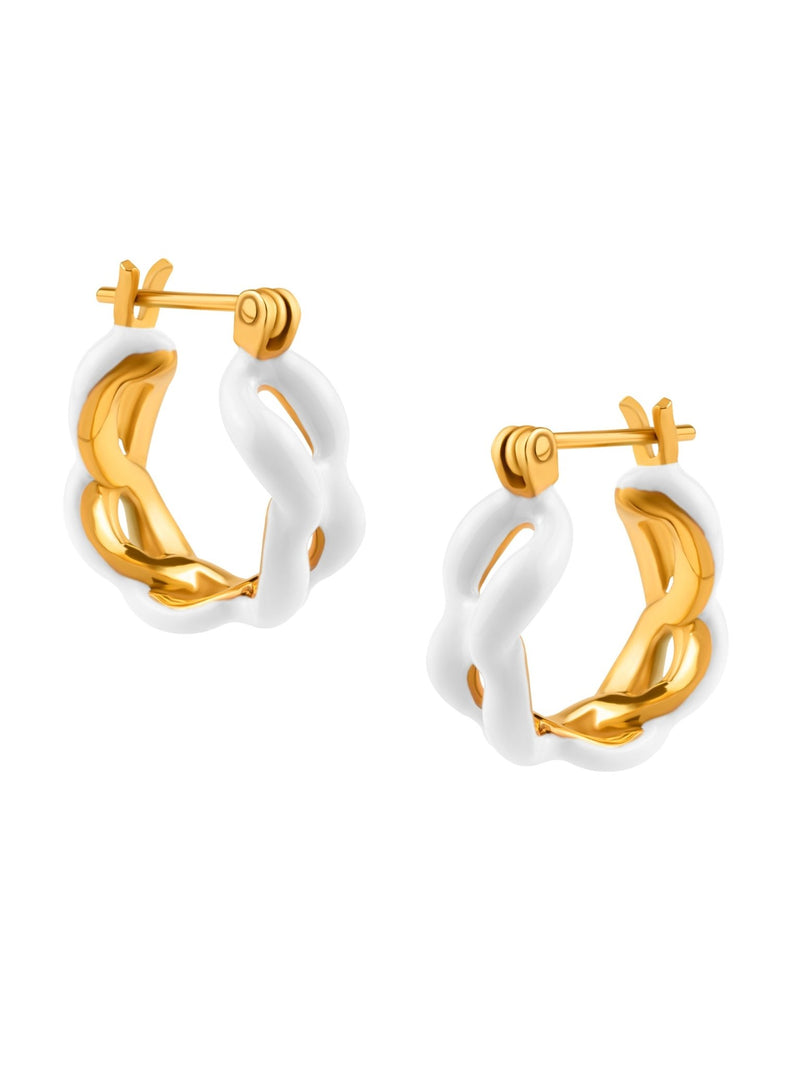 Enamel Link Huggy Hoops - MISHO - Earrings