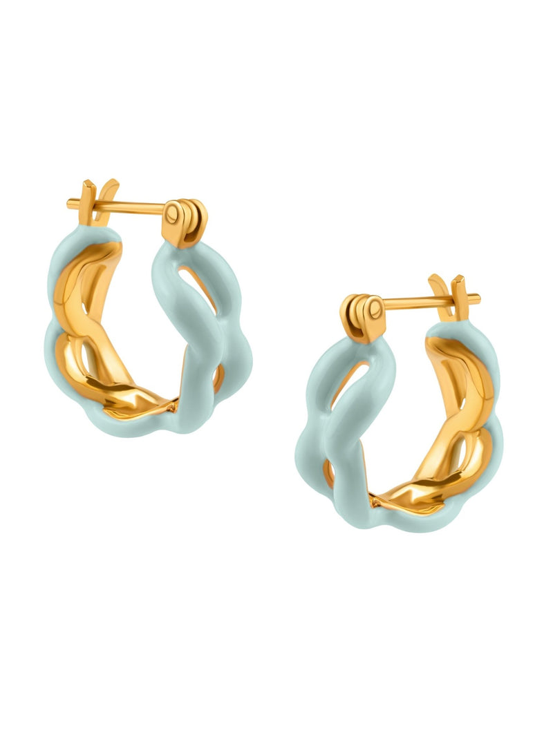 Enamel Link Huggy Hoops - MISHO - Earrings