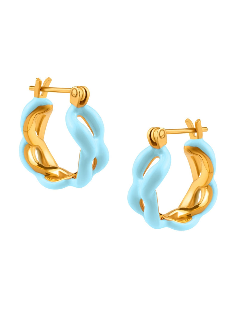 Enamel Link Huggy Hoops - MISHO - Earrings