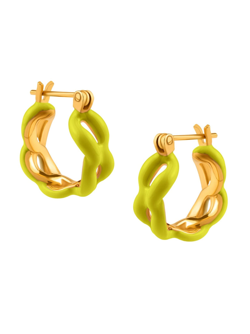 Enamel Link Huggy Hoops - MISHO - Earrings