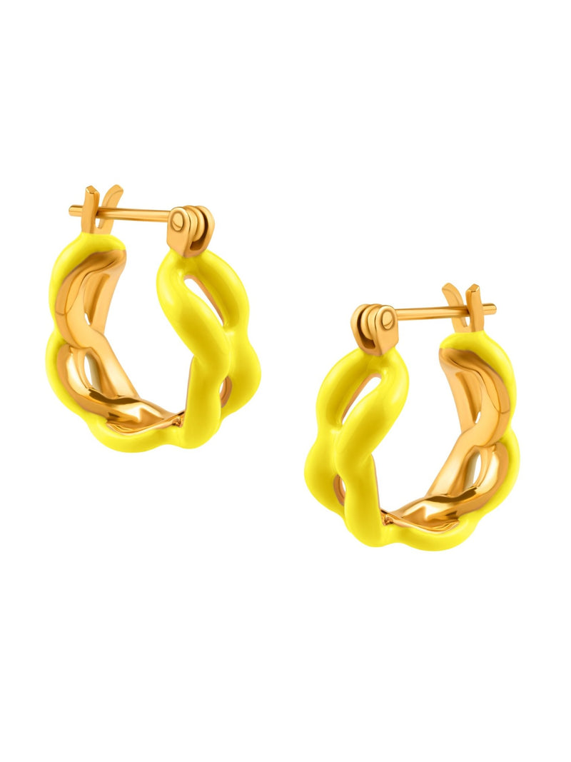 Enamel Link Huggy Hoops - MISHO - Earrings