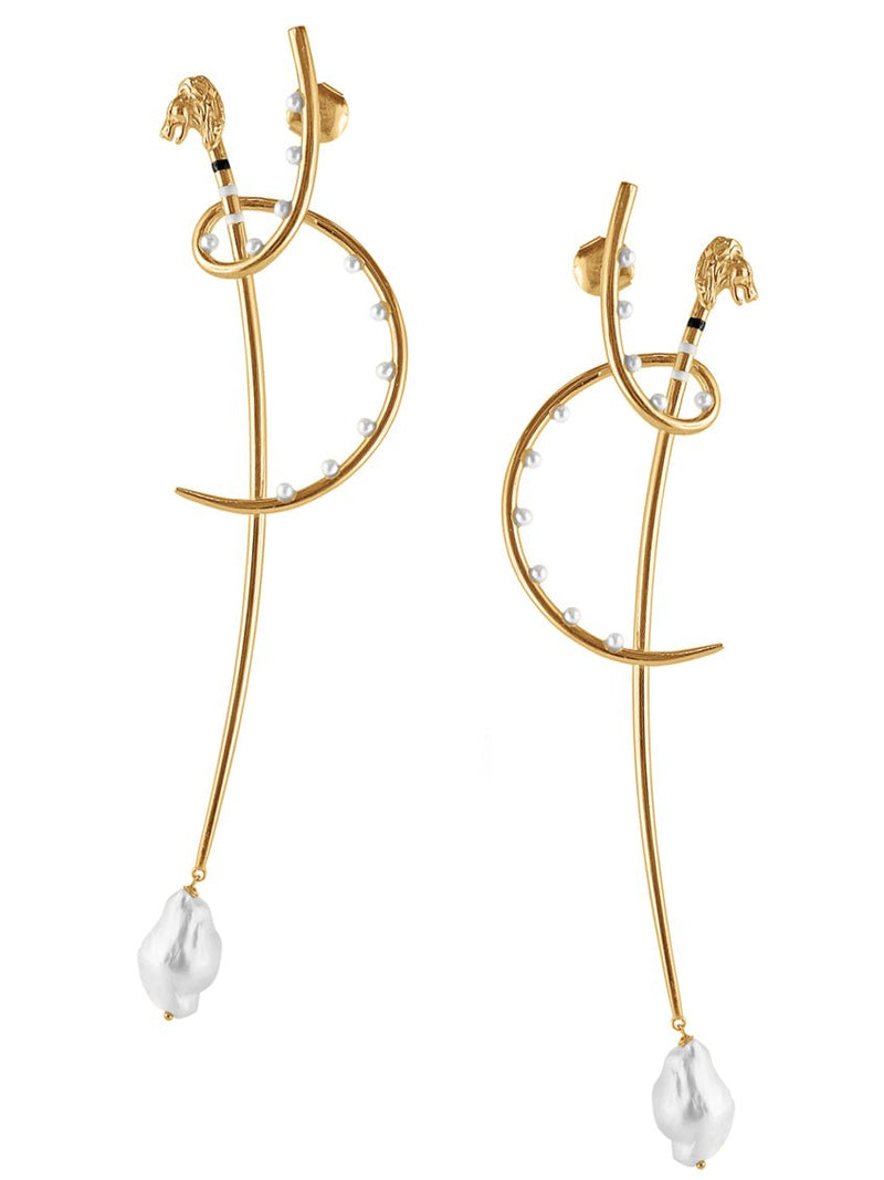 Katana Leo earrings with pearls - MISHO - Earrings