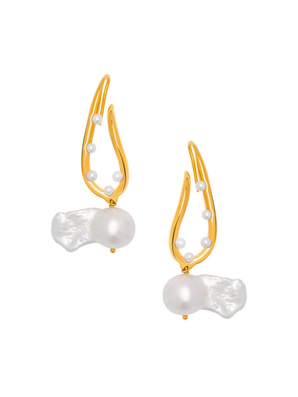 Mini Twist Link Earrings with Baroque Pearls - MISHO - Earrings