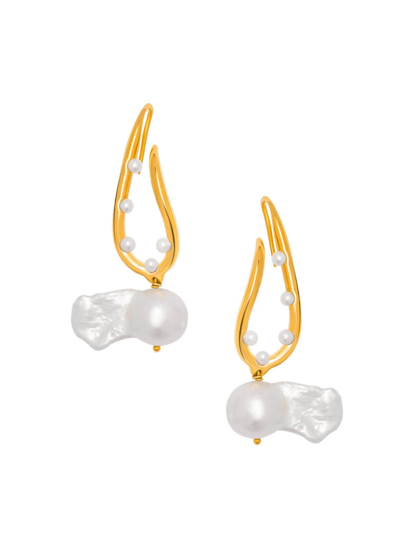 Mini Twist Link Earrings with Baroque Pearls - MISHO - Earrings