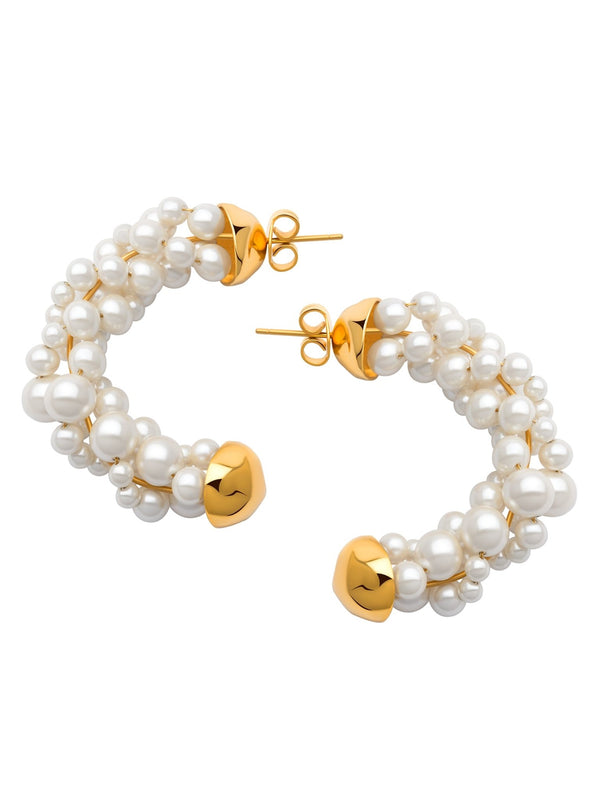 Pearl Cluster Half Hoops - MISHO - Earrings