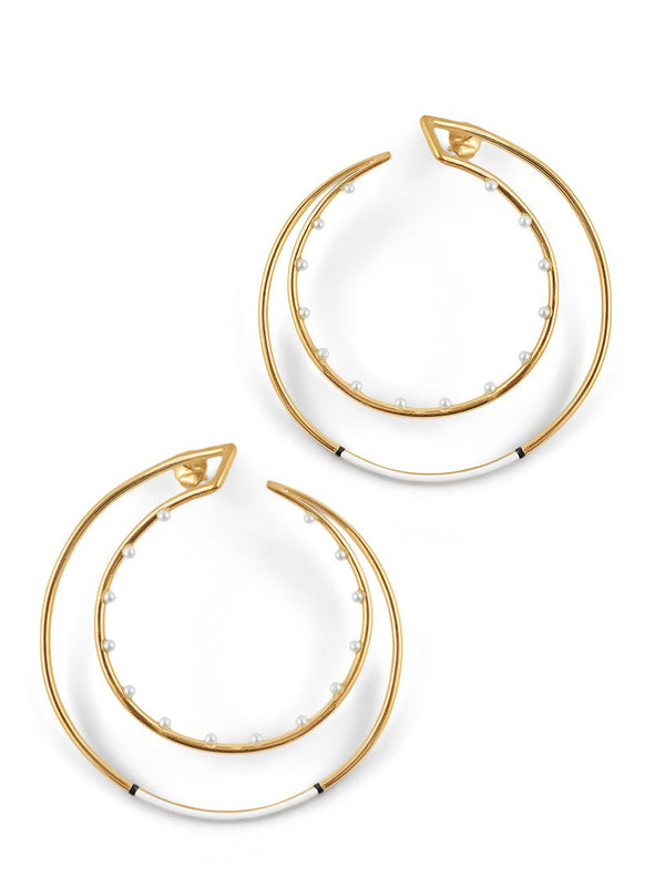 Pearly Demilune Hoops - MISHO - Earrings