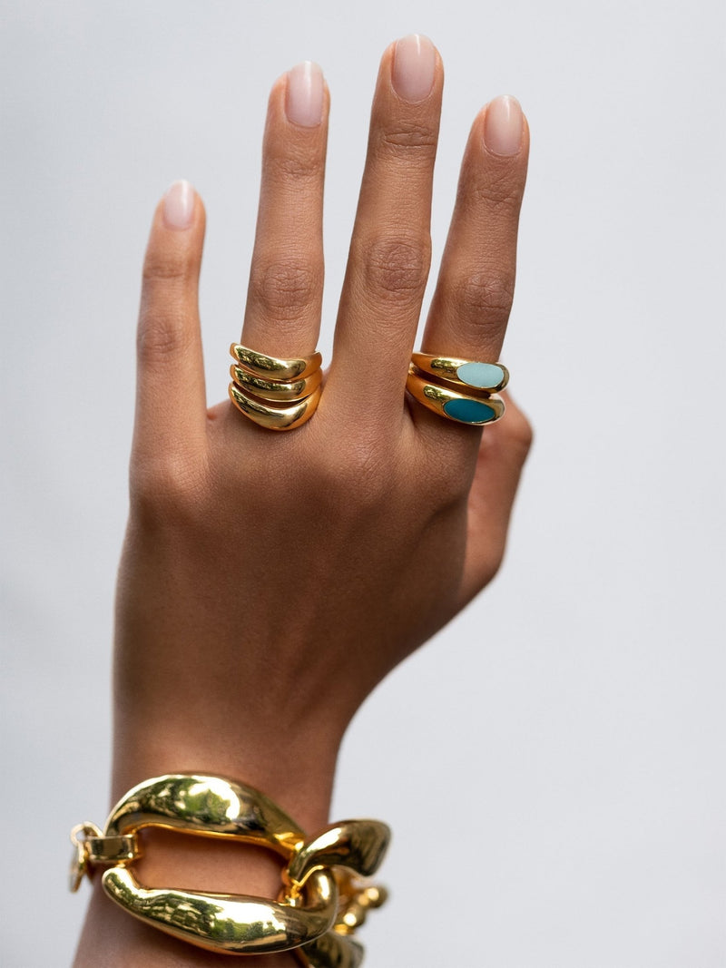 Two Toned Stackable Skinny Rings - MISHO - Rings