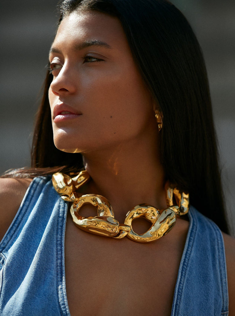 XXL Textured Link Choker - MISHO - Necklace